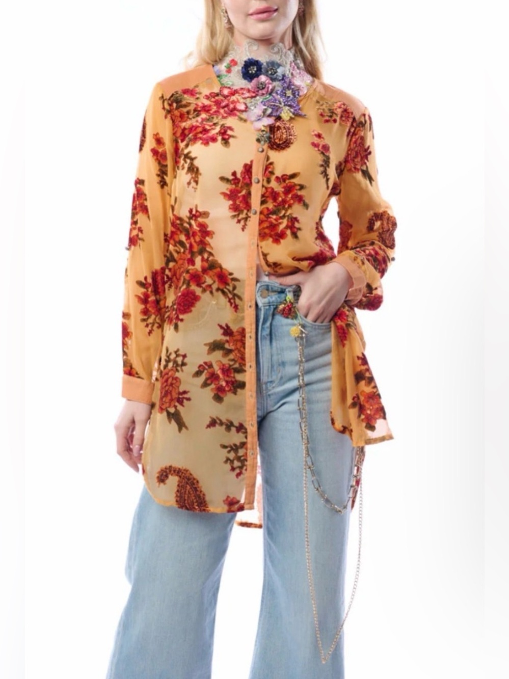 NWT Aratta Silent Journey Dreamy Velvet Tunic
Floral
Burnout
Sheer
Blouse
Boho